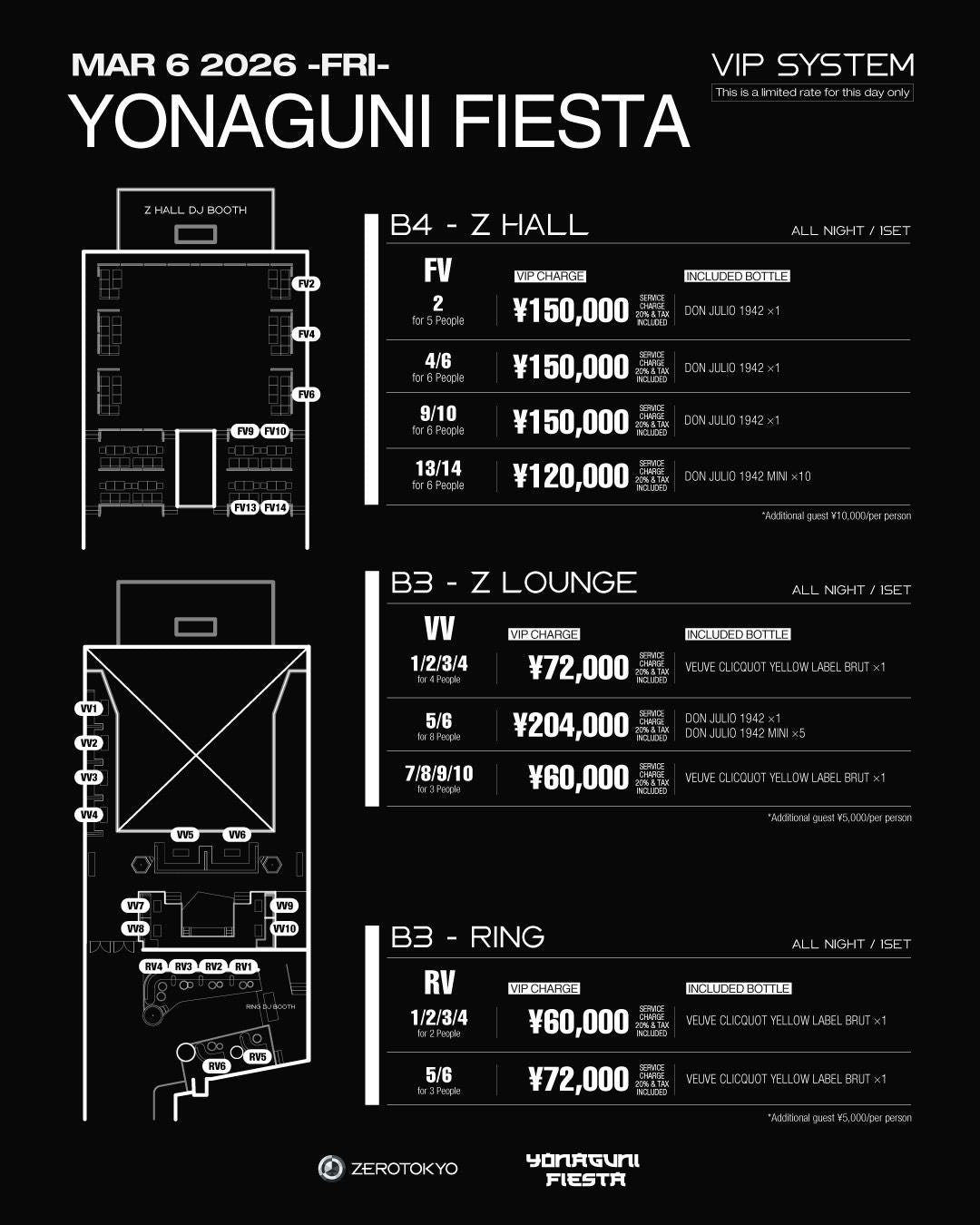 VIP - Tokyo - Saturday, April 4th - ZEROTOKYO